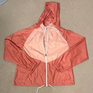 Columbia Women's Coral/Peach Hooded Windbreaker